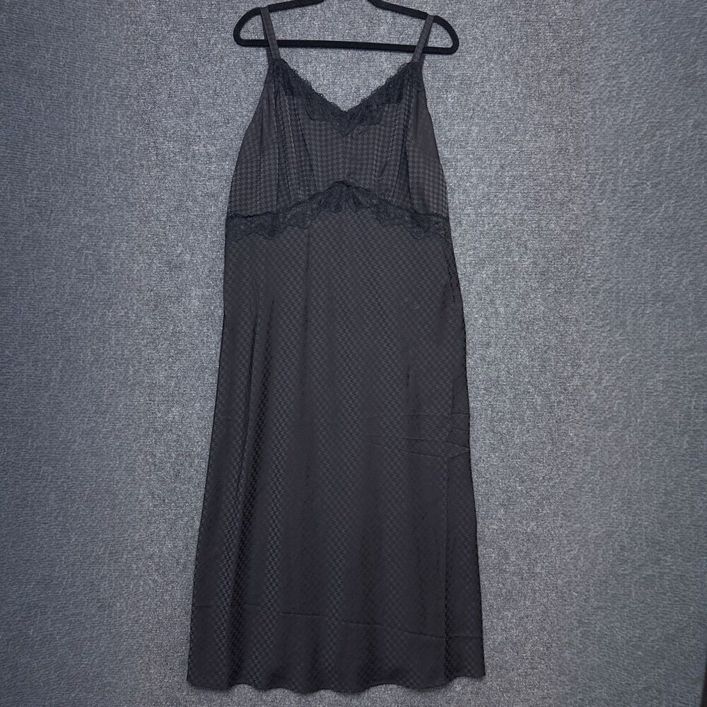 Torrid Womens Slip Dress Sz 2 Black Houndstooth Lace Trim Whimsygoth Witchy